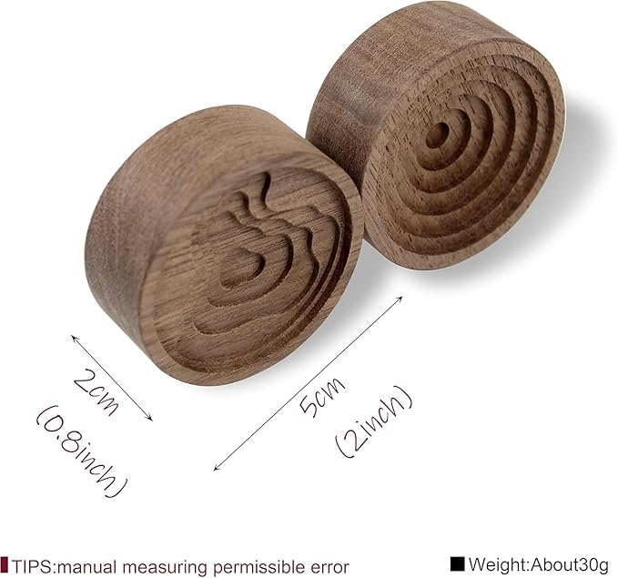 4 Pieces Wooden Aromatherapy Round Essential Oil Diffuser.Walnut Wooden Car Vent Air Freshener Clip for Offices, Home, Cars, Fridge Magnet, Sauna Rooms, SPA Centers,Yoga Rooms