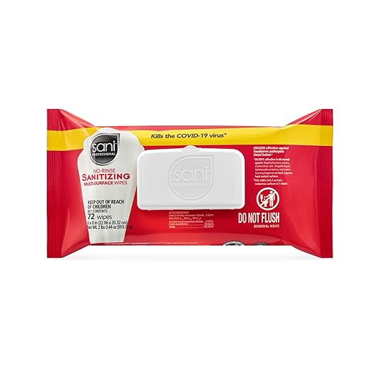 PDI Sani-Professional No-Rinse Sanitizing Multi-Surface Food Service Wipes Softpack, for Restaurants, Kitchen, and Home Use, Pack of 12, 72 Wipes Each, Large 9" x 8" Wipes