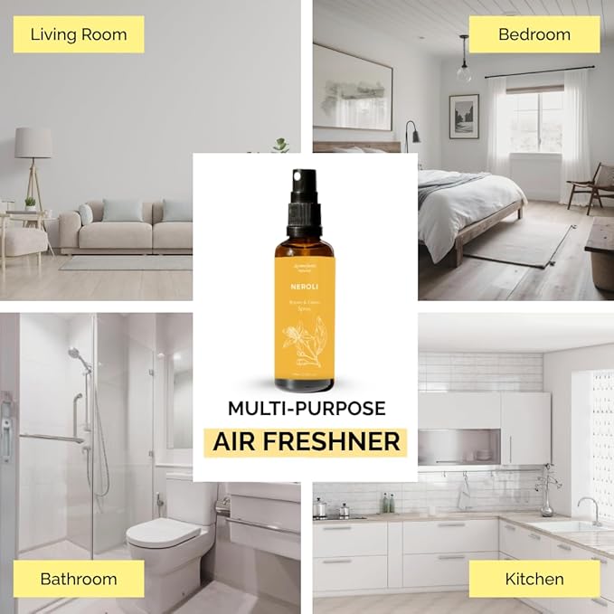 Neroli Room, Linen & Pillow Spray by Aromafume | 100ml / 3.38 fl oz | with Pure Neroli Essential Oil | Aromatherapy Spray for Upliftment, Positivity | Mist for Bedding, Fabrics | Air Freshener