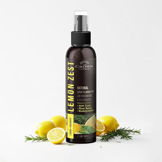 Lemon Zest Natural Air Freshener Spray for Home??Citrus Scent Non-Toxic Odor Eliminator, Long Lasting Freshness ??Pet Odor Eliminator, Bathroom Spray, Room Deodorizer?봖afe for Kids & Pets - 1PK 4 Oz