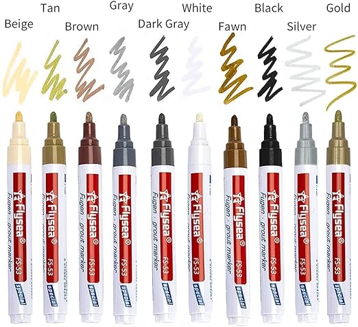 10 Pieces Tile Pen Wall Grout Color Pen Tile Repair Pen Refill Wall Gap Grout Renew Marker for Tiles Floor Kitchen Bathroom(Silver)