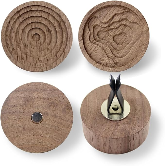 4 Pieces Wooden Aromatherapy Round Essential Oil Diffuser.Walnut Wooden Car Vent Air Freshener Clip for Offices, Home, Cars, Fridge Magnet, Sauna Rooms, SPA Centers,Yoga Rooms