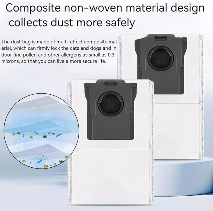 (15 Pcs) Dust Bags and Mop Pads Replacement for Dreame X50 Ultra/X40 Ultra/L40 Ultra/X30 Ultra/L40S Ultra/X40 Master/L50 Pro Ultra/ X50 Master Robot Vacuum，5 Dust Bags ，10 Mop Pads