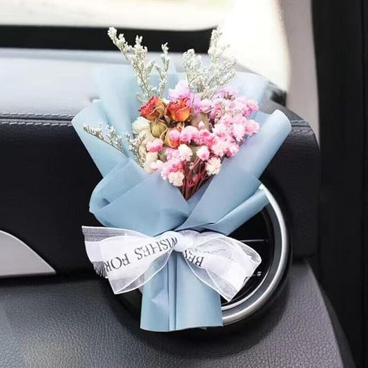 Cute Mini Dried Flowers Bouquet for Car Air Vent Clips, Small Bouquet Car Air Freshener Vent Clips,Mini Natural Dried Flower Bouquet Car,Car Essential Oil Diffuser Vent Clip,Auto Interior Accessories