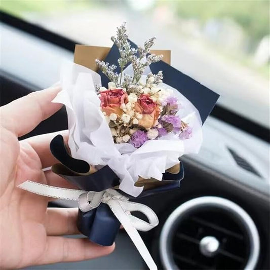 Cute Mini Dried Flowers Bouquet for Car Air Vent Clips, Small Bouquet Car Air Freshener Vent Clips,Mini Natural Dried Flower Bouquet Car,Car Essential Oil Diffuser Vent Clip,Auto Interior Accessories