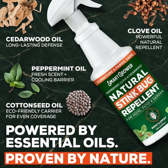 Natural Stink Bug Spray & Repellent for Indoor & Outdoor Use – Plant-Based Stink Bug Eliminator with Essential Oils, Stain-Free on Fabric, Pet & Family Friendly, 16 oz Ready-to-Use