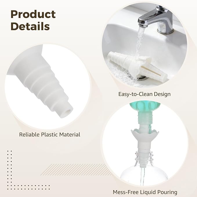 2 Pcs Universal Bottle Emptying Kit, 0.59-1.38 in Compatible, Multi-Tier Transfer Connector, Waste Eliminator for Kitchen Bathroom Laundry