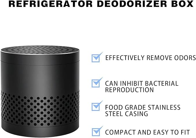 Refrigerator Deodorizer Odor Eliminator, Long-Lasting Fragrance for 10 Years, Far More Useful Than Baking, Superior to Baking Soda & Bamboo Charcoal, Suitable for Deodorizing Refrigerators (Black)