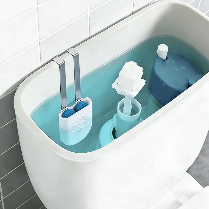 Premium Toilet Tank Tablet Holder – Plastic Hanging Cleaner Caddy (3.7'' x 2.9'' x 0.7'', White) – Toilet Bowl Cleaner Hanging Carrier - Prevents Dissolved Residue in Water Tank