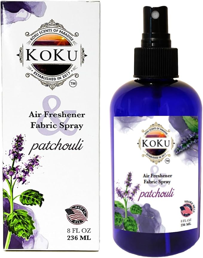 Patchouli Air Freshener - Room Spray - Odor Eliminator - Deodorizer - Car Air Freshener - Home Spray - Linen Spray - Fabric Refresher - Non-Toxic - Alcohol Free - Made in USA (8 Oz)