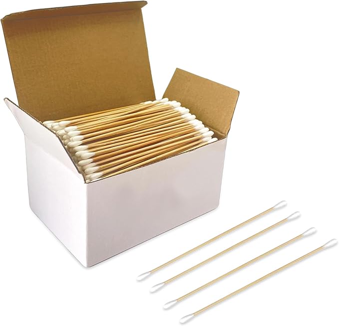 Egaageoi 400 Pcs Gun Cleaning Swabs - 6 Inch Double-Tipped Cotton Swabs with Bamboo Handles - Cotton Buds for Handgun, Rifle, and Shotgun Cleaning, Optics Maintenance, and Hard-to-Reach Areas