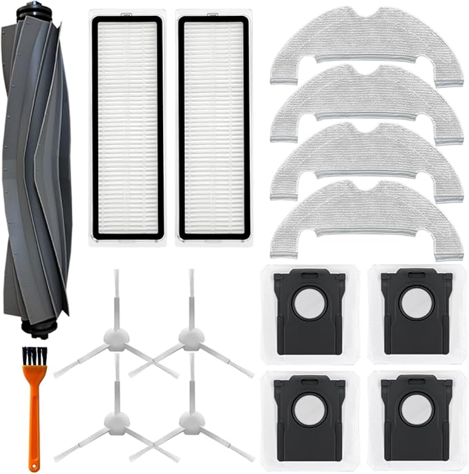 D10 Plus gen 2 Replacement Parts Accessories Compatible with Dreame D10 Plus Gen 2 Robot Vacuum Cleaner, Including 1 Main Brush, 2 Hepa Filters, 4 Mop Pads, 4 Edge-Sweeping Brushes, 4 Dust Bag