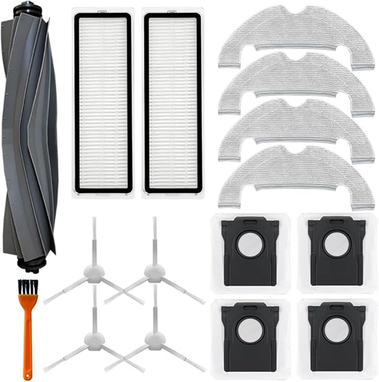 D10 Plus gen 2 Replacement Parts Accessories Compatible with Dreame D10 Plus Gen 2 Robot Vacuum Cleaner, Including 1 Main Brush, 2 Hepa Filters, 4 Mop Pads, 4 Edge-Sweeping Brushes, 4 Dust Bag