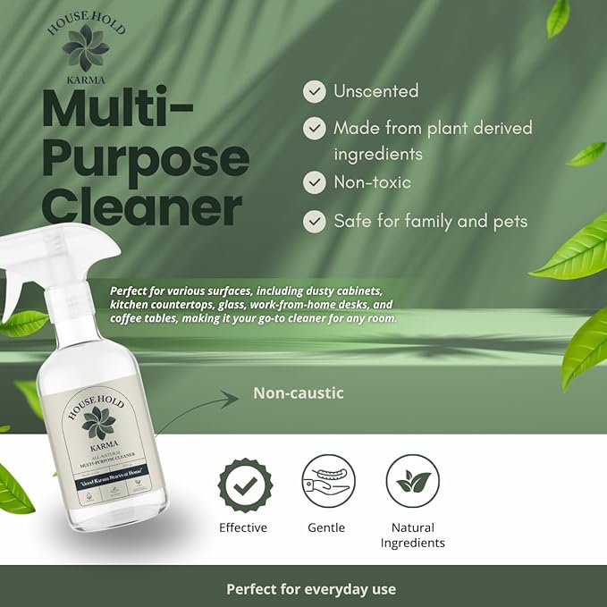 Multi-Purpose Cleaner, Plant-Based, Gentle & Unscented - Effective Natural Cleaning Solution, 16 fl oz