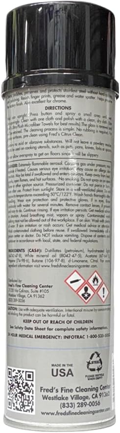 Fred's Stainless Steel Polish & Cleaner- Streak-Free Shine, Fingerprint Resistant, Protects Appliances, Sinks, Grills & Chrome - No Buffing Needed
