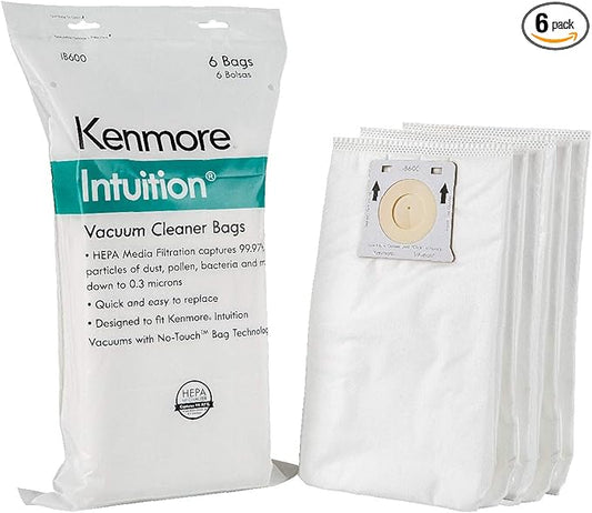 Kenmore IB600 HEPA Replacement Intuition Upright Vacuum Cleaner Bags for BU4022, BU4020, BU4018, BU4050, BU3040,White