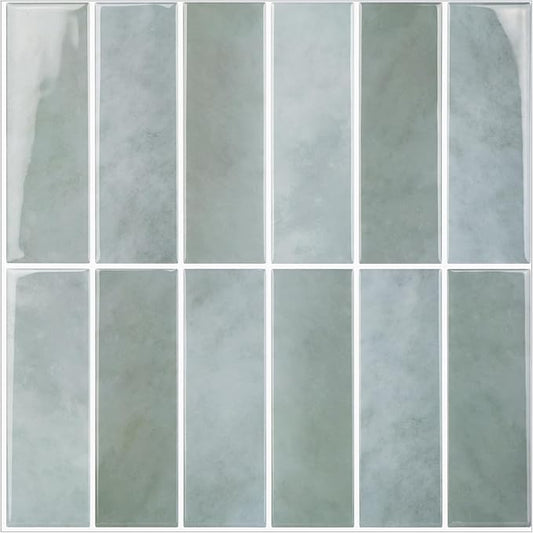Peel and Stick Tile，New Upgrade Thicker Design Self Adhesive 12" x 12" Large Premium Peel and Stick Backsplash for Kitchen (Sage).