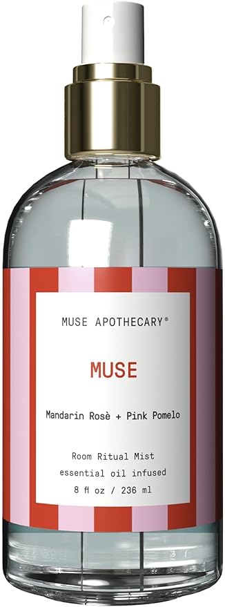 Muse Apothecary Room Ritual - Aromatic and Relaxing Room Mist, 8 oz, Infused with Natural Essential Oils - Great Valentine's Day Gift - Mandarin Ros챔 + Pink Pomelo
