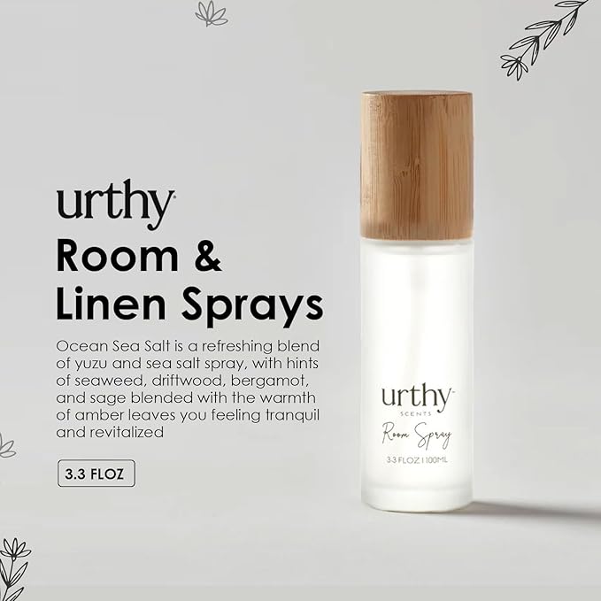 Room and Linen Sprays, Room Air Freshener Spray, Long Lasting Air Freshener Spray for Home and Bathroom, Refreshing Bed Linen Spray, Essential Oil Natural Fabric Spray (Ocean Sea Salt)