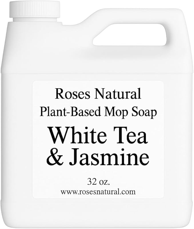 Plant-Based Floor Cleaner Mop Soap – 32 oz | Streak-Free, Highly Scented, Concentrated Mop Solution for Tile, Vinyl, Hardwood & Sealed Floors | Non-Toxic, Eco-Friendly (White Tea & Jasmine)