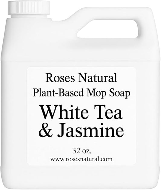 Plant-Based Floor Cleaner Mop Soap – 32 oz | Streak-Free, Highly Scented, Concentrated Mop Solution for Tile, Vinyl, Hardwood & Sealed Floors | Non-Toxic, Eco-Friendly (White Tea & Jasmine)