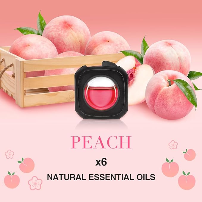 Honey Peach Scent Car Air Freshener Vent Clip, 6 Count Long Lasting Up to 180 days, Natural Essential Oil Car Fragrance for Women and Men, Odor Eliminator - 4ml Each