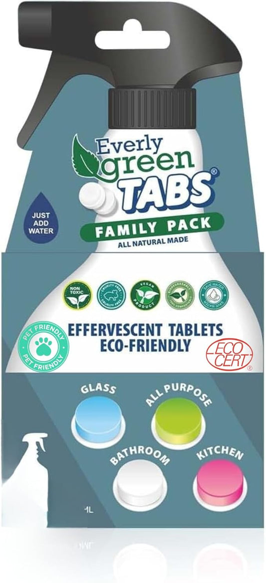 All Purpose Cleaner Tablets – Ecocert Certified & Pet Friendly – Multipurpose Cleaner for Kitchen, Bathroom, Glass & Stain Removal – Concentrated Lemon Scent - 4 Pack Makes 3 Liters