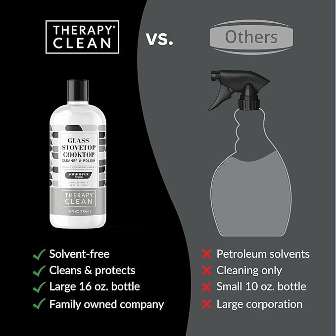 Therapy Glass Cooktop Cleaner 16 oz - Glass Stove Top Cleaner and Polish for Ceramic, Electric, Induction and Flat Top Surfaces