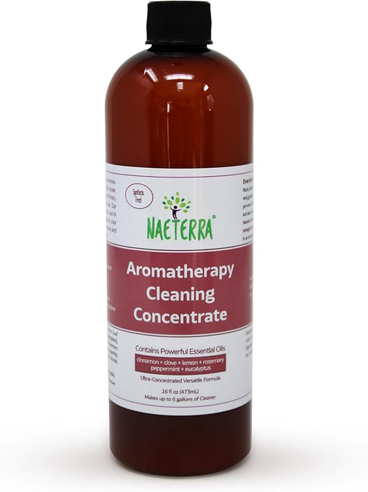 Naeterra Aromatherapy Cleaning Concentrate 16 oz - Natural All Purpose Multi Surface Cleaner - Plant Based Essential Oil Formula for Floors, Glass & Granite - Makes 6 Gallons - Pet Safe & Non Toxic