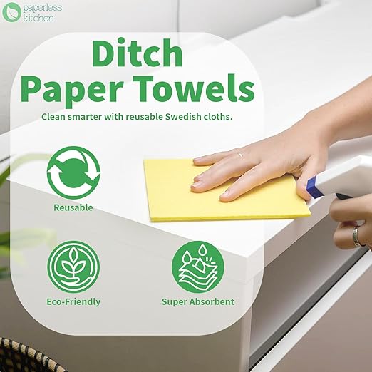 Ultimate Paperless Cleaning Kit – 12 Reusable Scrub Pads + 12 Swedish Dishcloths for a Zero-Waste Kitchen