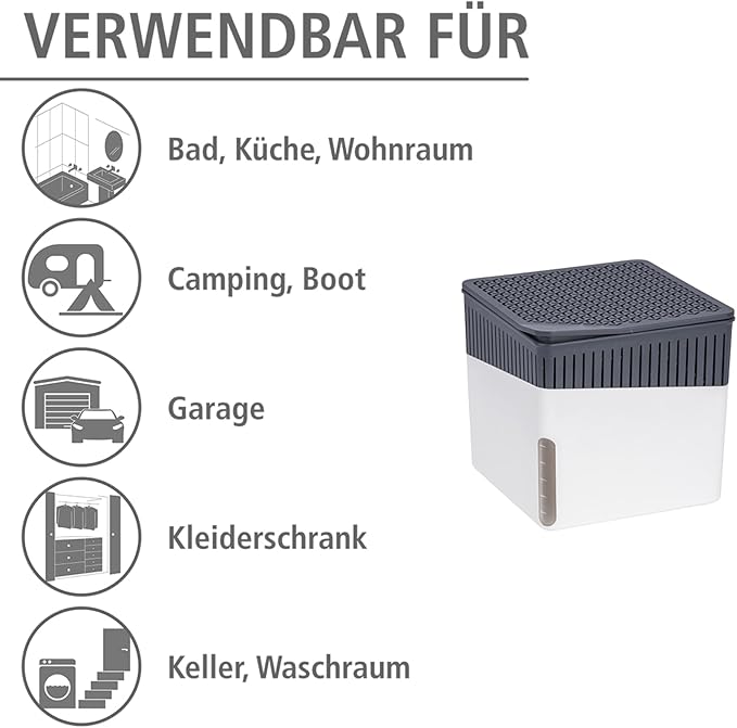 WENKO Cube Refill for Dehumidifier, Humidity and Moisture Absorber for Bathroom, Bedroom, Garage, Closet, 2800 Cubic Feet of Reach, 2.2lbs, 4.72 x 1.97 x 4.72 inch, Large, White