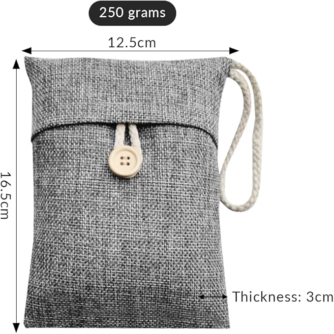 2 Bags Natural Air Purifying Bag | Bamboo Charcoal Odor Absorber for Home & Car | Closet Odor Eliminator, Small Room Deodorizer & Car Air Freshener | Charcoal Bags (250g gray1, Unscented)