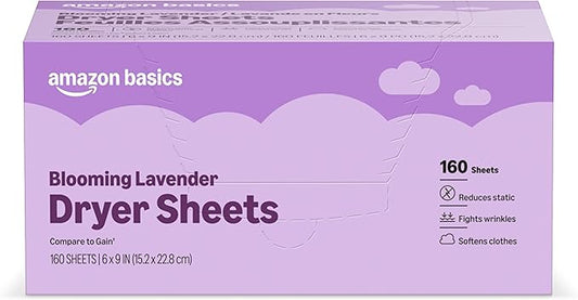 Amazon Basics Dryer Sheets, Blooming Lavender, Laundry Fabric Softener, 160 Count