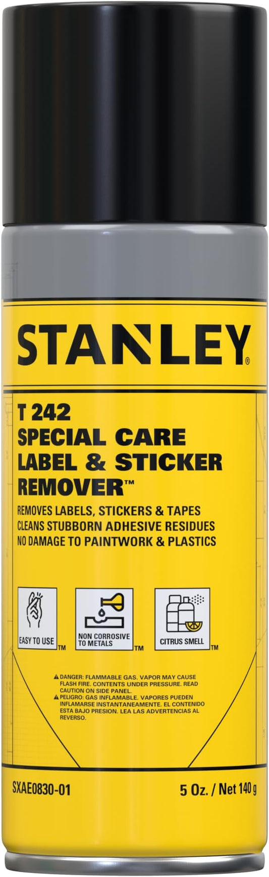STANLEY T242 Label & Sticker Remover - Automotive-Grade Adhesive Cleaner - Safely Removes Adhesive Residue on Auto Surfaces - 5 oz - 1 Pack