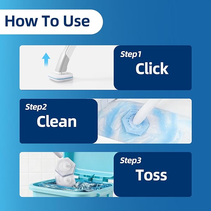 60 Count Toilet Cleaner Refill Pads Compatible with Clorox ToiletWand, High-Density Disposable Toilet Brush Refills for Powerful Scrubbing
