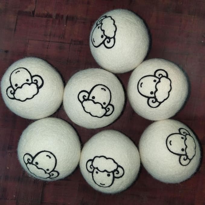 Wool Dryer Balls, White, Anti-Static Laundry Balls for Clothes Drying, 2 Pack