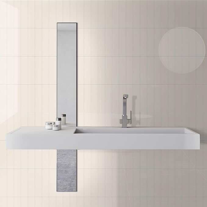 24-Pieces Peel and Stick Tiles for Kitchen Backsplash, New Upgrade Design 12" x 3"SPC Subway Backsplash Tiles, Cream Beige Premium Finger Tiles (White).