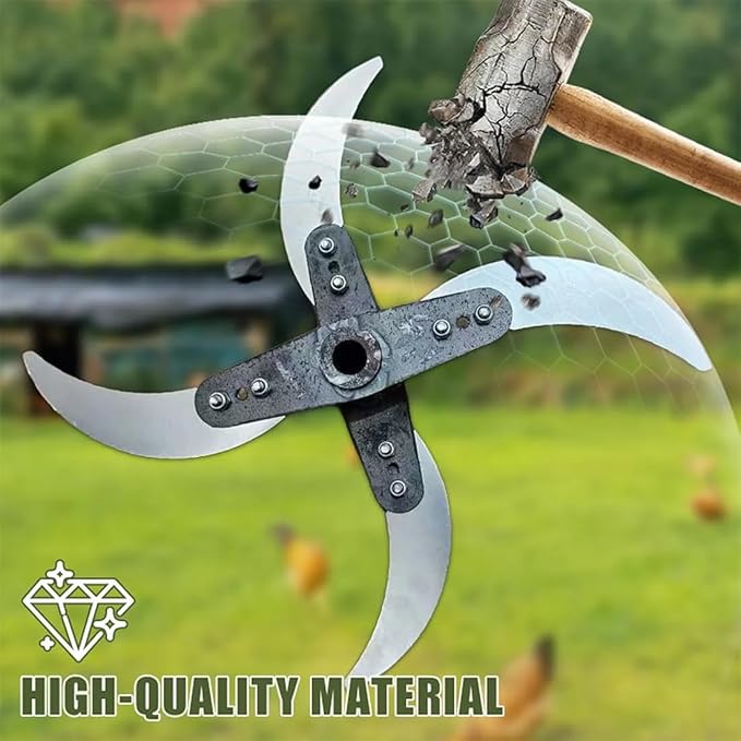 Household Farming Grass Shredder Knife Blades Kit - 10mm Hole & 4 Stainless Steel Blades, Adjustable Replacement Cutter for Livestock Feed (Pigs/Chickens) & Composting Vegetable Waste (6-blades)