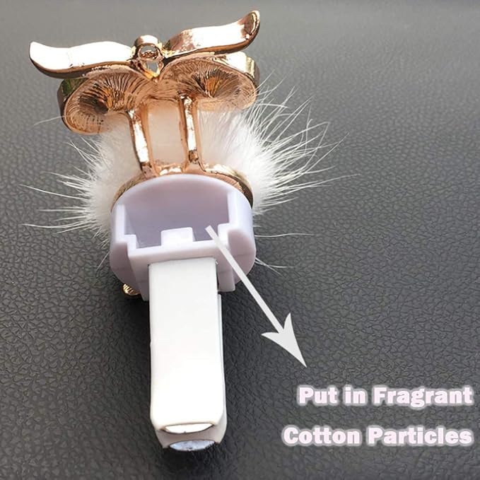 Riloer Bling Crystal Owl Car Air Vent Clip Charms, 2 Pcs Natural Car Vent Clip Air Freshener, Fashion Charms Car Essential Oil Diffuser, Car Accessories for Women (Black and White)