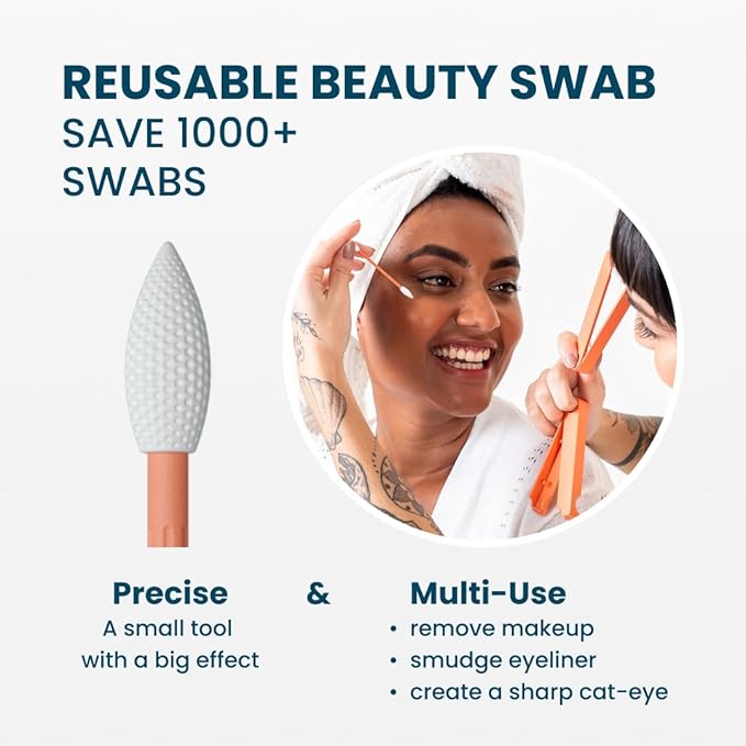 Reusable Cotton Swabs for Gentle and Eco-Friendly Beauty Routines - The Sustainable Alternative to Single-Use Q Tips - Zero Waste and Easy to Clean - Comes with a Convenient Travel Case Holder