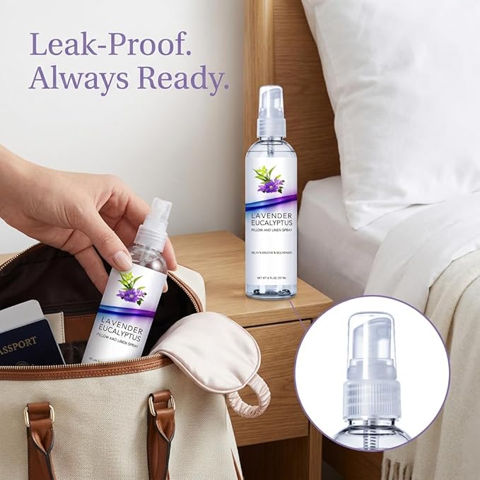 Lavender Eucalyptus Pillow Spray for Sleep, Aromatherapy Linen Spray for Bedding, Room Fabric Mist, Natural Essential Oil Bedroom Relaxation Freshener (Lavender Eucalyptus, 4oz/8oz)