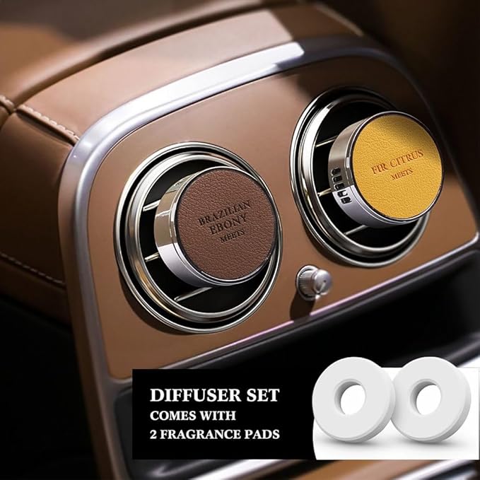 Luxury Leather Car Air Freshener Vent Clip, Premium Metal Vent Clip Design, Multi-Color for selection, Fit for Horizontal/Vertical Vents, Long Lasting for Car Interior.