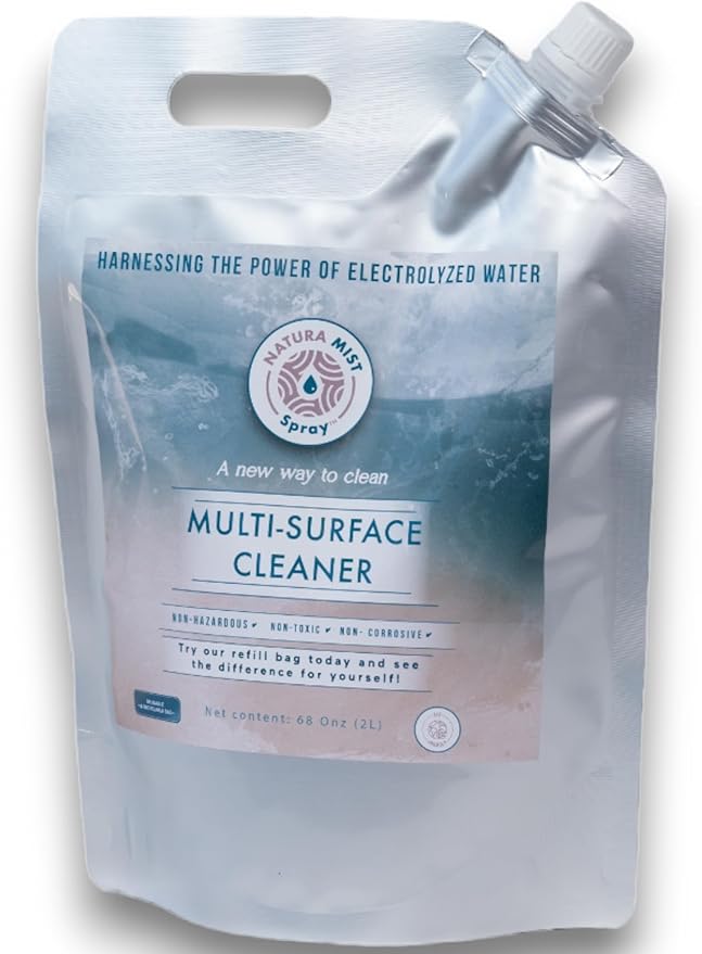 Multi-Surface Cleaner (Refill Bag 2 Liter) -Electrolyzed Water Cleaner - Home and Kitchen Cleaning - Non-Toxic and Effective Cleaner to Remove Dirt & Grime, 2 Liter