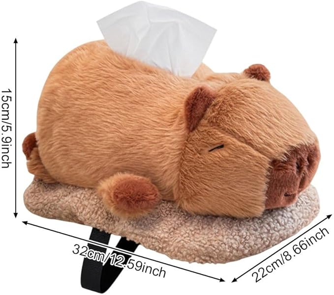 Plush Tissue Box Holder Cartoon Tissue Box Cover Decorative Tissue Holder Napkin Dispenser with Bamboo Charcoal Air Purifying Bag Design for Car Home