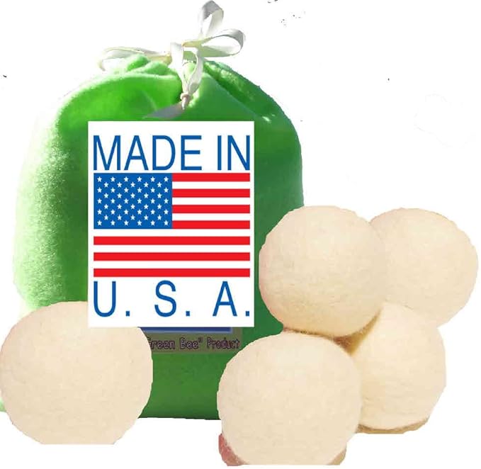 5 Eco-Friendly Wool Dryer Balls -Set of Five 100% Handmade, Natural and Unscented Quality Wool from US Farms