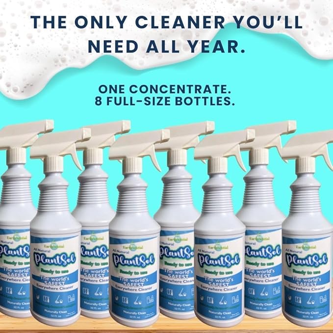 Plantsol 8X All Purpose Cleaner Concentrate, Light Citrus, 32oz Makes 8 Quarts, All-Natural, Plant-Based Multi-Surface Refill, Eco-Friendly & Non-Toxic