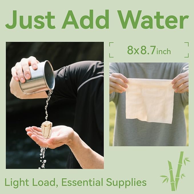 LEKOCH Bamboo Compressed Towel Tablets - Biodegradable & Eco-Friendly, Mini Washcloths with Aluminum Tube for Travel, Camping, Gym | Portable, Moisture-Proof, Crush Resistant - 100/250/500 Pack