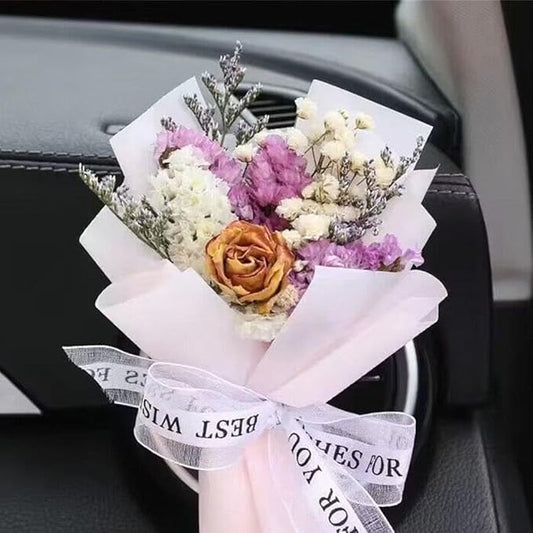 Cute Mini Dried Flowers Bouquet for Car Air Vent Clips, Small Bouquet Car Air Freshener Vent Clips,Mini Natural Dried Flower Bouquet Car,Car Essential Oil Diffuser Vent Clip,Auto Interior Accessories