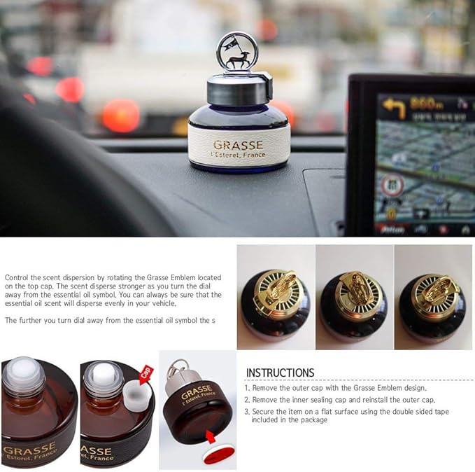 Bullsone Grasse L'esterel, Natural Car Air Fresheners, Luxury Car Perfume - Naples Blue with FREE VENT CLIP TYPE Car Air Freshener Jasmine Scent