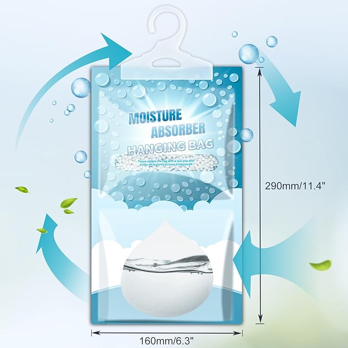 Moisture Absorbers Packets - 20 Pack Hanging Moisture Absorbers Dehumidifier Bags for Closet Bathroom Kitchen, Fragrance Free Humidity Absorber Packs, Removes Moisture & Odors